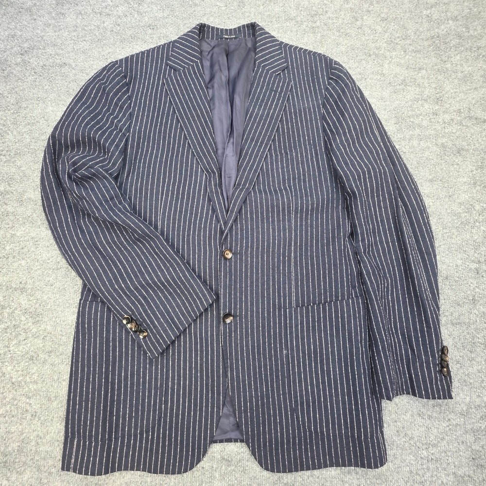 Suitsupply Ferla Linen Blend Havana Blazer Jacket Men's 42 Blue Pinstripe